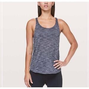 Lululemon Women’s 6 Heathered Navy Racer Back Tank Top Yoga Pilates Athletic EUC